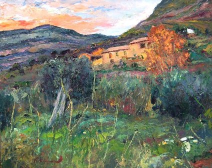 &quot;Paisaje de campo&quot;, óleo s / t, 73 x 92 cm.